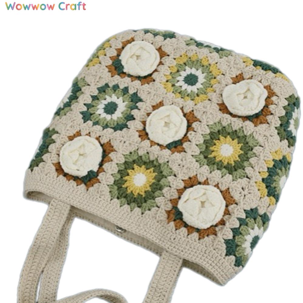 Shoulder Bags,Totes,Handmade Crochet Bags,Granny Square Tote crocheted with Snow Fairy Yarn - Beautiful Hand-Crocheted Shoulder Bag